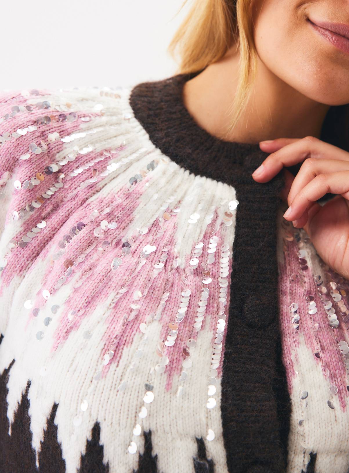 Sequin Fairisle Cardigan S - Image 3